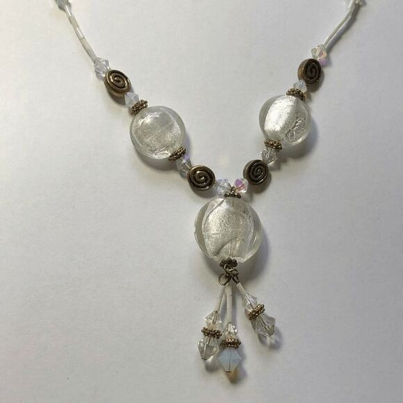 You & I Gold Tone & White Glass Bead 16-18" Beaded Necklace - Picture 6 of 6